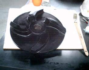 Impeller restored using Belzona 2131 (D&A Fluid Elastomer) 